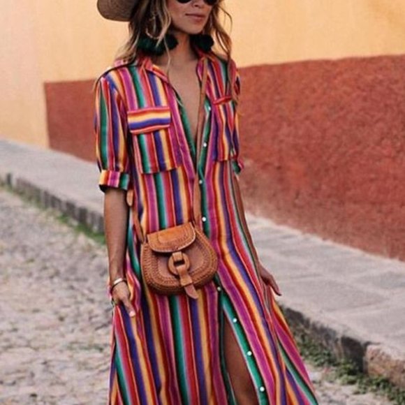 Super Cute Maxi Shirt Dress - Picture 2 of 7